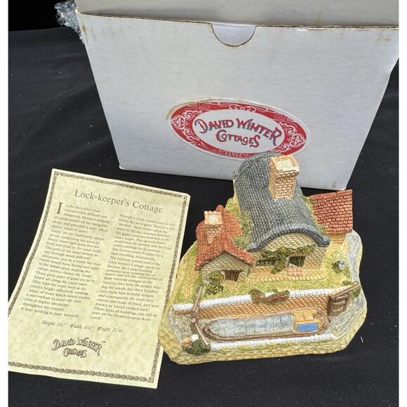 Vtg 1987 David Winter Lock Keepers Cottage The Midlands Collection MIB W/ COA - Picture 1 of 11